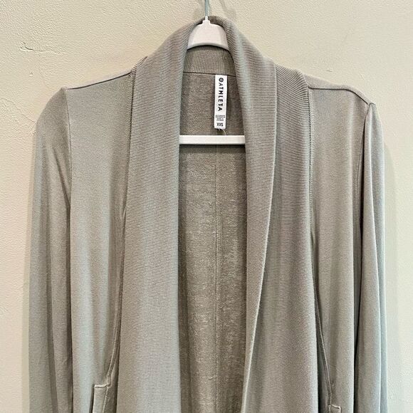 Athleta Sage Green Gray Open Front Cardigan - Size: XXS - Picture 3 of 15